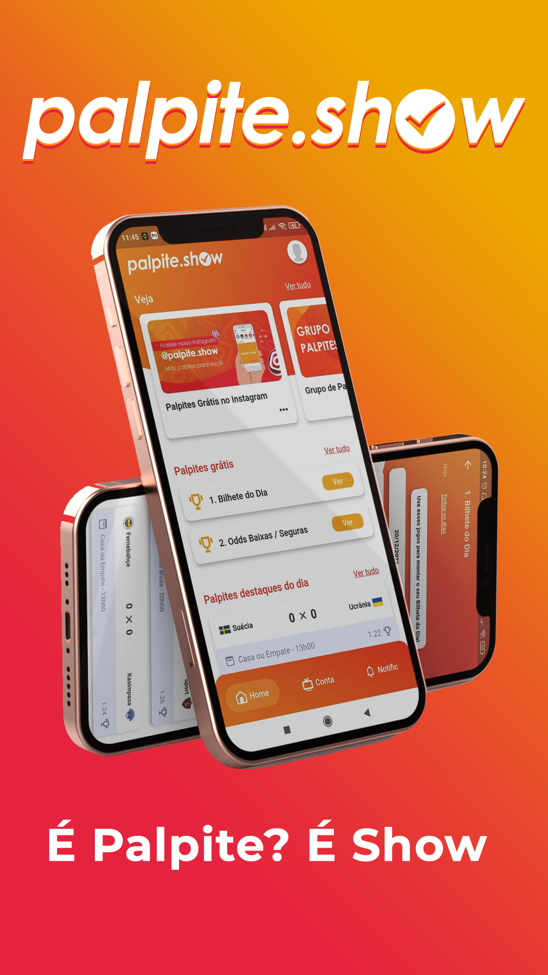 Tela do aplicativo Palpite.Show